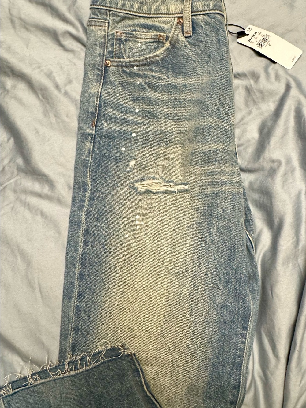 Express Light Blue Distressed Relaxed Jeans
